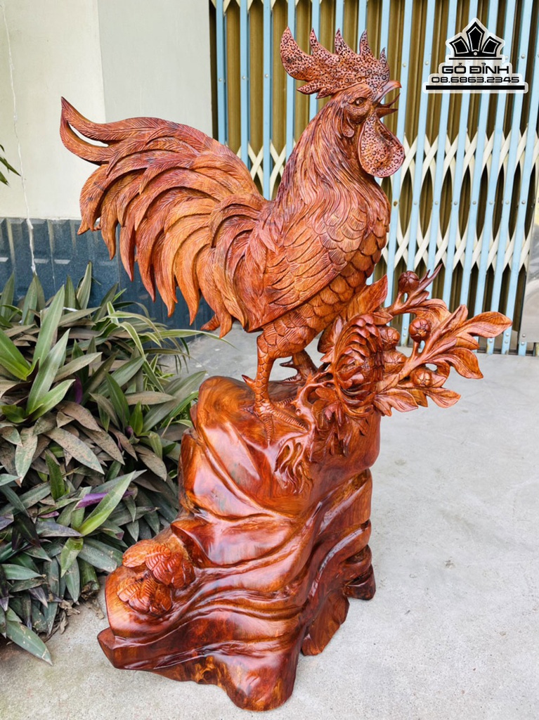 Tương Gà Trống Gỗ Hương Việt Cao 72 Ngang 55 Sâu 33 (cm)