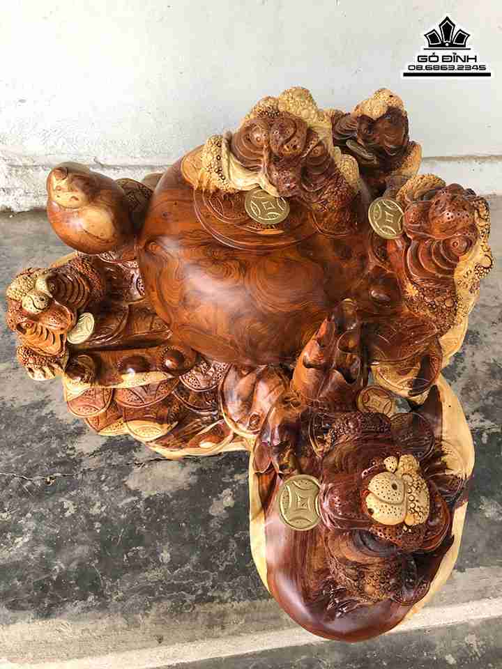 Tượng Cóc Chấn Lộc Gỗ Hương  Cao 45 Ngang 73 Sâu 55 (cm)