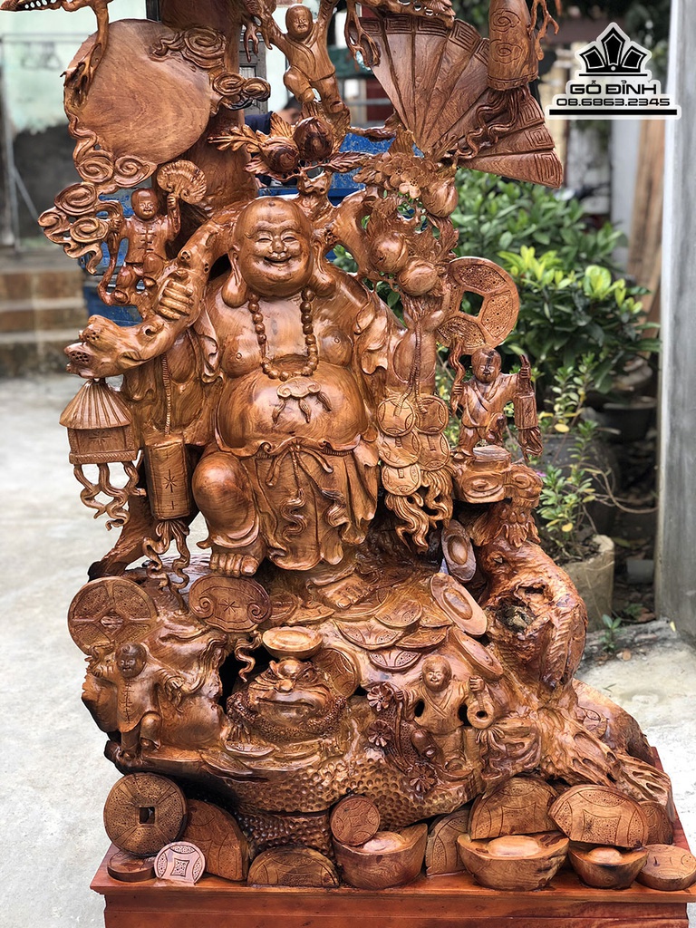 Tượng Phật Di Lặc Gỗ Hương Cao Cả Kỷ 208 Ngang 108 Sâu 55 (cm)