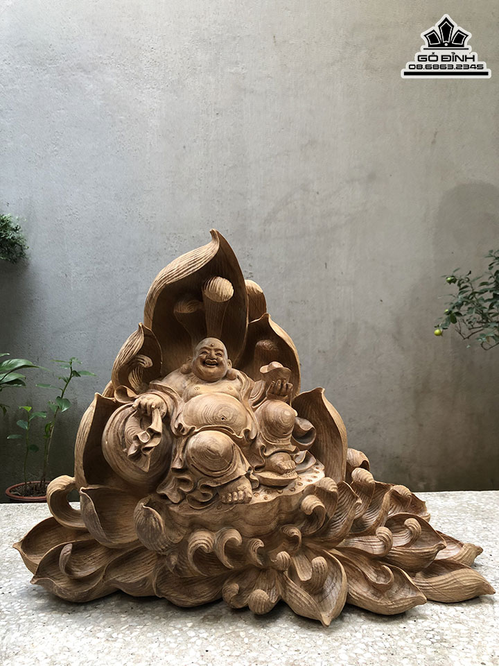 Tượng Phật Di Lặc Gỗ Ngọc Am Cao 46 Ngang 60 Sâu 26 (cm)