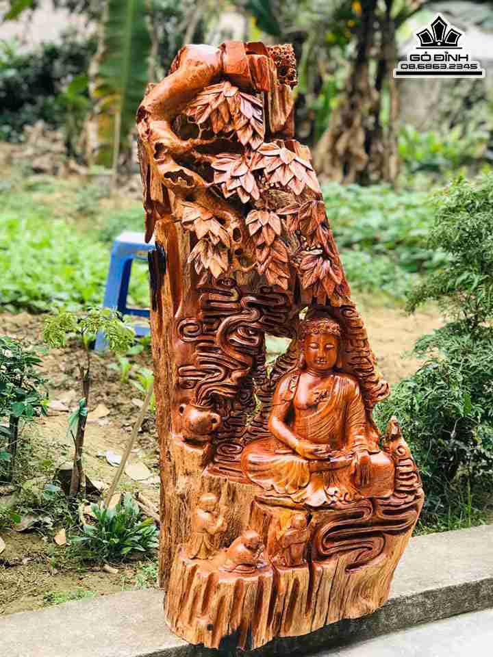 Tượng Phật Thích Ca Ngồi Thiền Gỗ Hương  Cao 106 Ngang 51 Sâu 28 (cm)