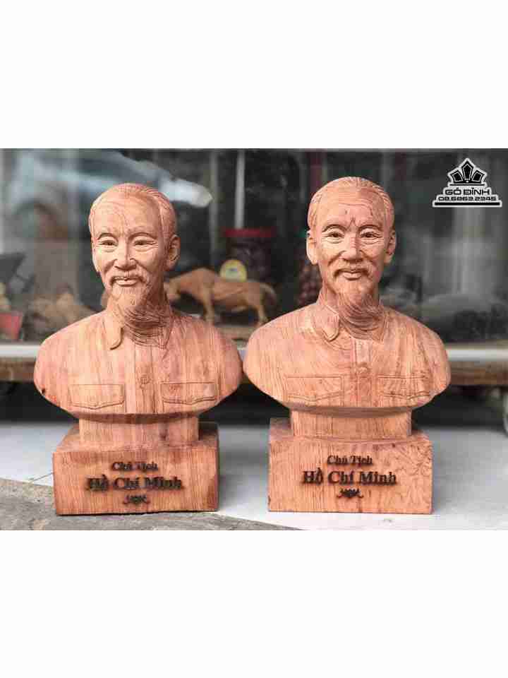 Tượng Chủ Tịch Hồ Chí Minh Gỗ Hương  Cao 40 Ngang 26 Sâu 16 (cm)