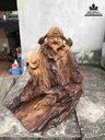 Tượng Thần Tài Gỗ Lũa Bách Xanh  Cao 59 Ngang 50 Sâu 22 (cm)