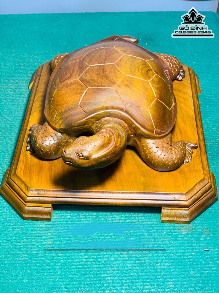 Tượng Rùa Gỗ Bách Xanh Cao 28 Ngang 31 Sâu 13 (cm)