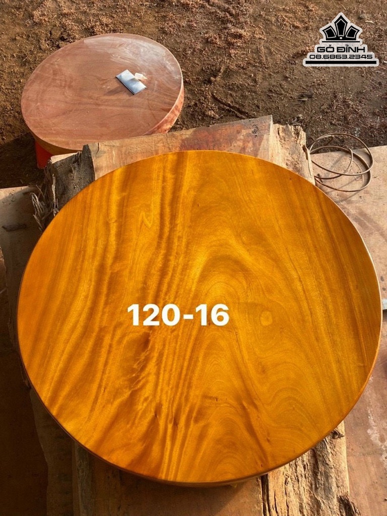Mặt Bàn Tròn Gỗ Gõ Đường Kính 120 Dày 16 (cm)