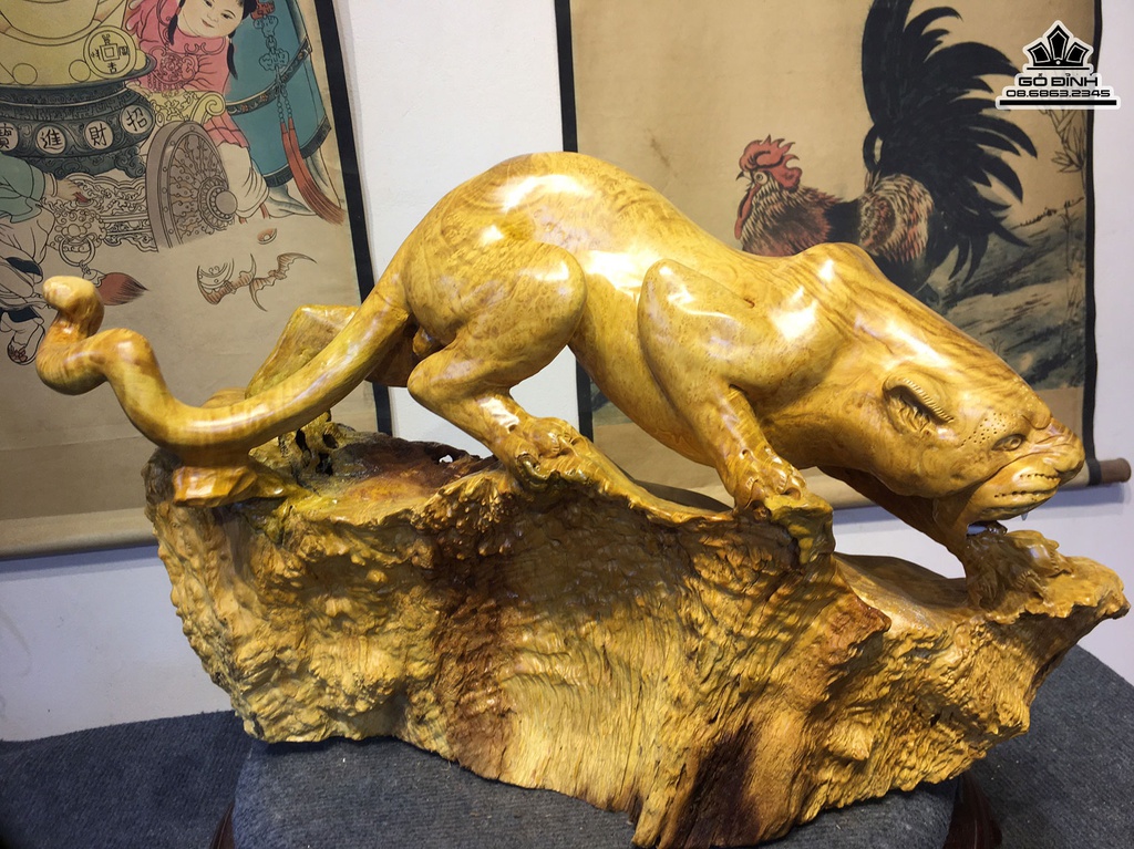 Tượng Báo Gỗ Nu Kháo Cao 38 Ngang 63 Sâu 29 (cm)