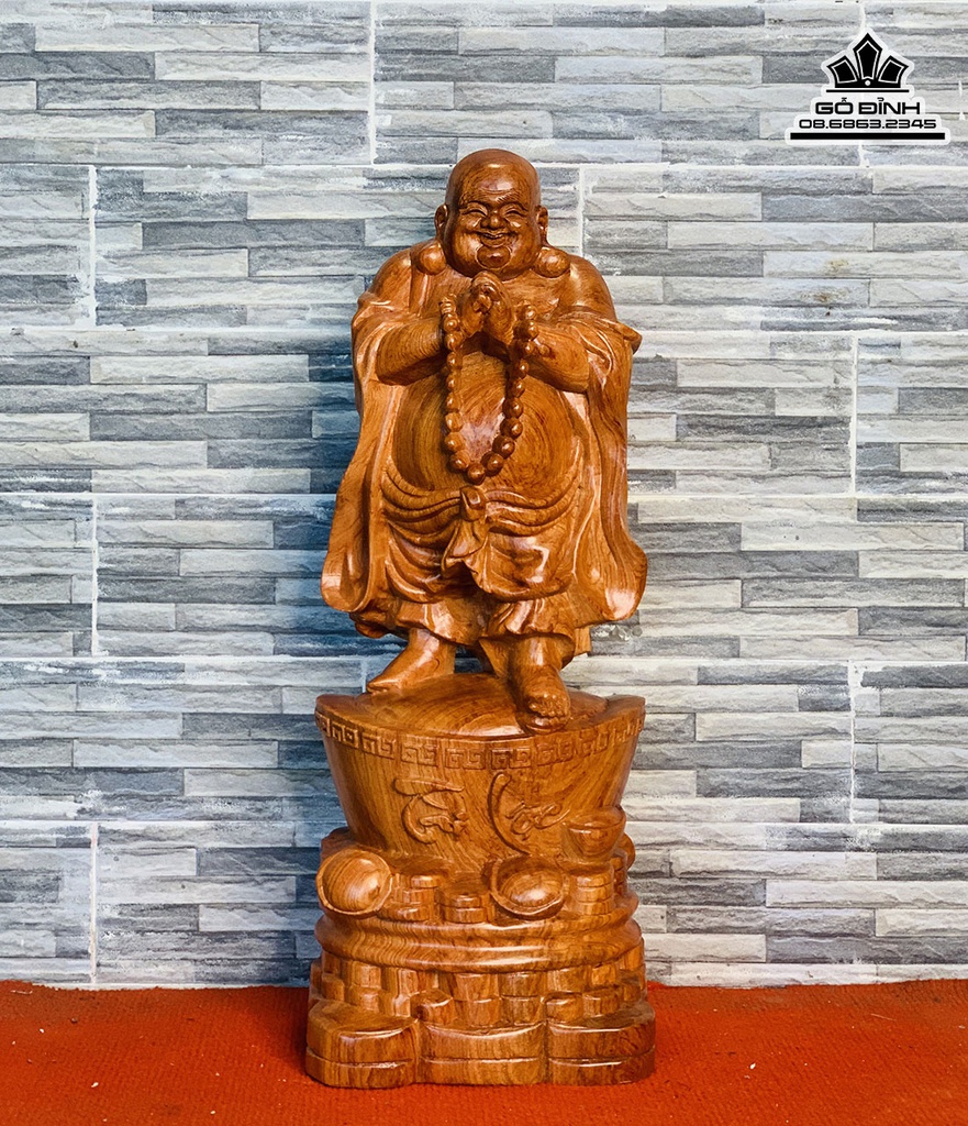 Tượng Di Lặc Chúc Phúc Gỗ Hương Đá Cao 50 Rộng 20 Sâu 16 (cm)