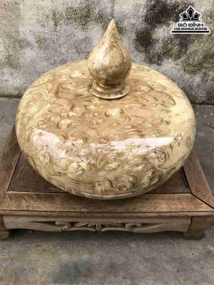 Bình Phú Quý 2 Gỗ Nu Nghiến  Đường Kính 39 Cao 20 (Cả Núm 30) (cm)