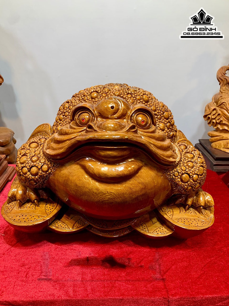 Tượng Cóc Tài Lộc Gỗ Ngọc Am Cao 43 Ngang 51 Sâu 36 (cm)
