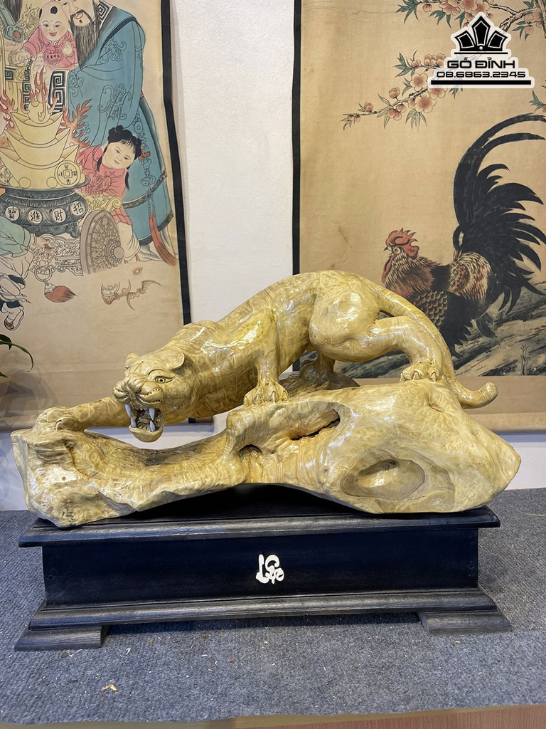 Tượng Hổ Gỗ Nu Kháo Cao 27 Ngang 55 Sâu 27 (cm)