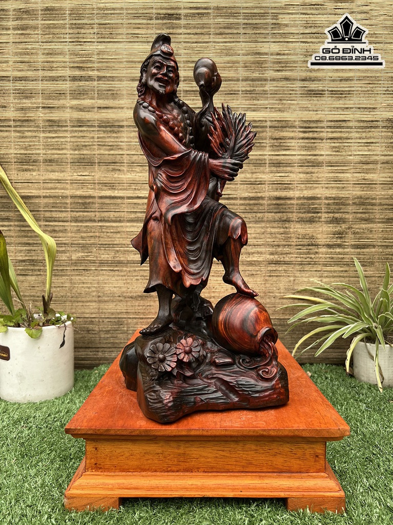 Tượng Tế Công Gỗ Trắc Cao 37 Ngang 15 Sâu 17 (cm)