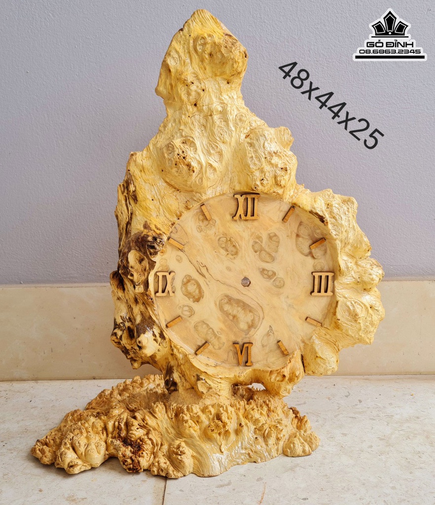 Tranh Đồng Hồ Gỗ Nu Nghiến Cao 48 Ngang 44 Rộng 25 (cm)