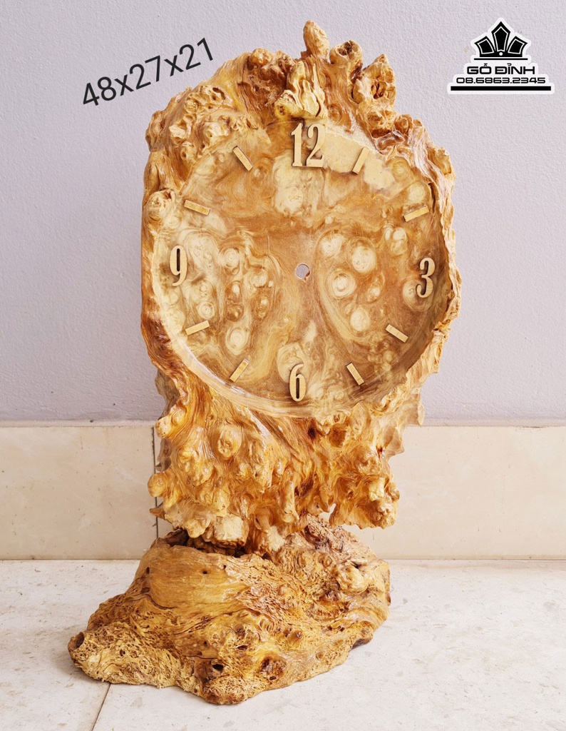 Tranh Đồng Hồ Gỗ Nu Nghiến Cao 48 Ngang 27 Sâu 21 (cm)