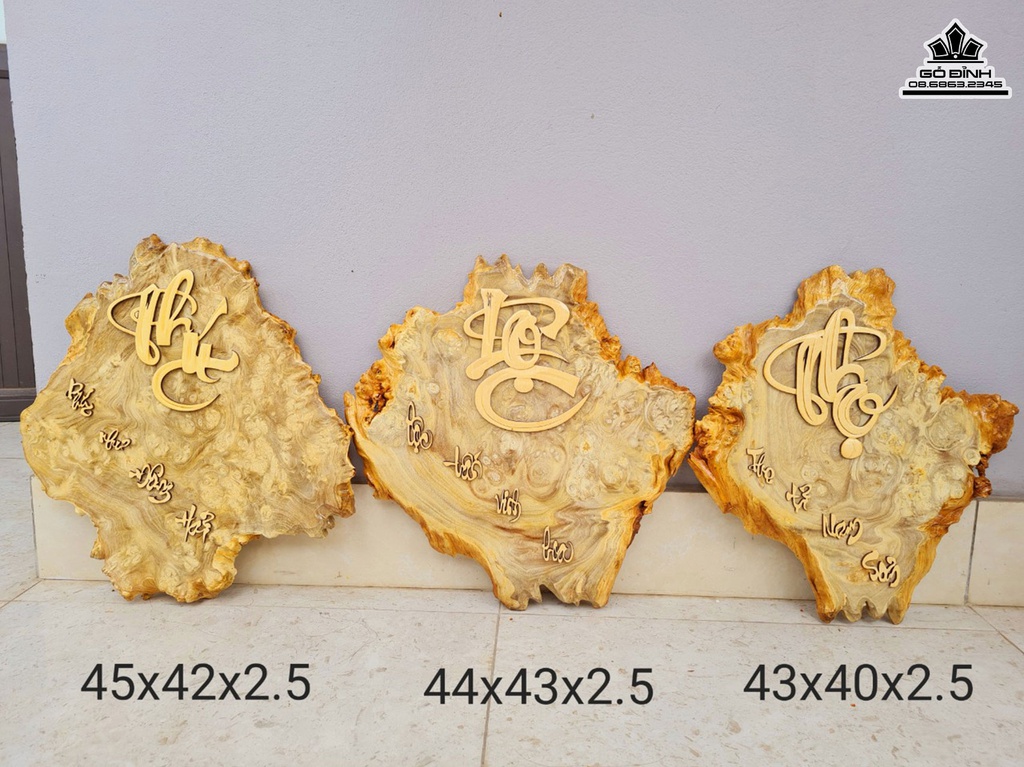 Tranh Gỗ Phúc Lộc Thọ Gỗ Nu Nghiến Cao 45 Ngang 42 Dày 2.5 (cm)