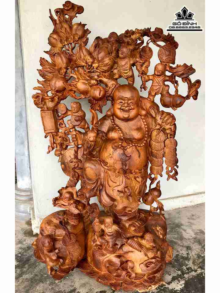 Tượng Phật Di Lặc Tài Lộc Gỗ Hương  Cao 138 Ngang 83 Sâu 47 (cm)