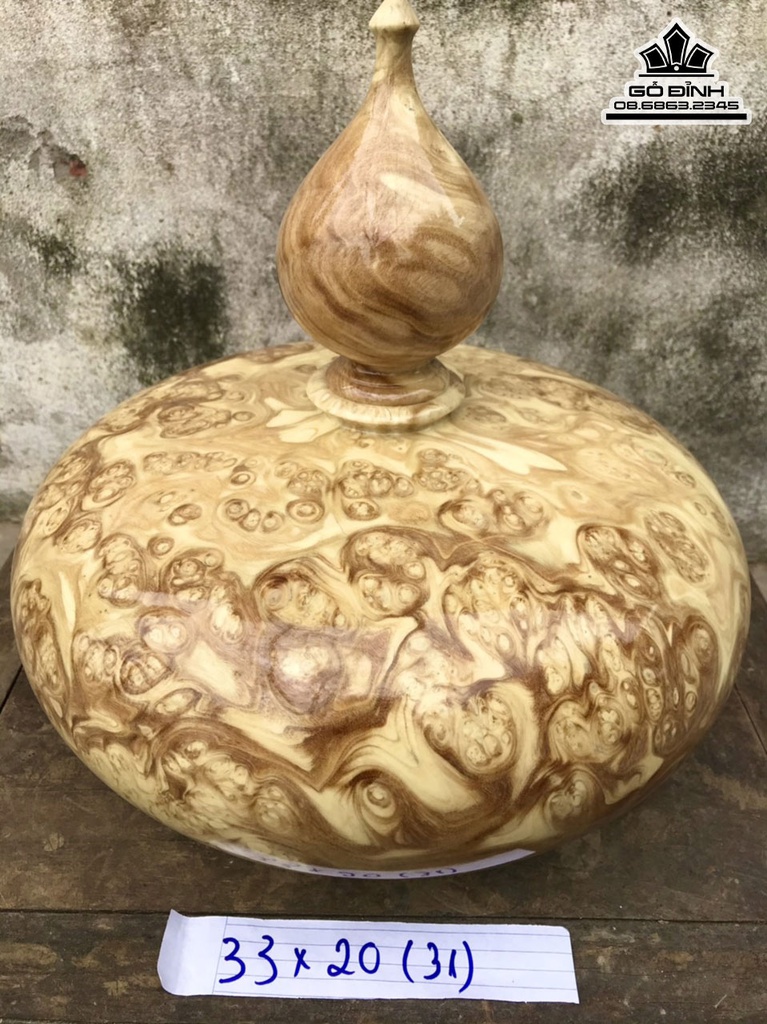 Bình Chum Phú Quý Gỗ Nu Nghiến Cao 33 Đường Kính 20 (cm)