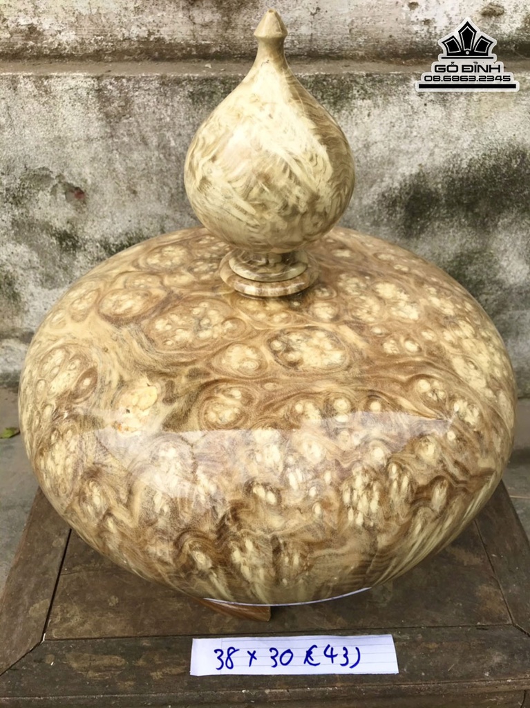 Bình Chum Phú Quý Gỗ Nu Nghiến Cao 38 Đường Kính 30 (cm)