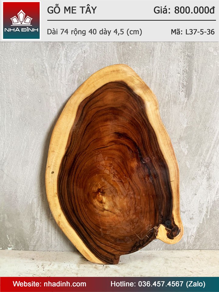 Mặt Bàn Gỗ Me Tây Nguyên Khối Dài 74 Rộng 40 Dày 4.5 (cm)
