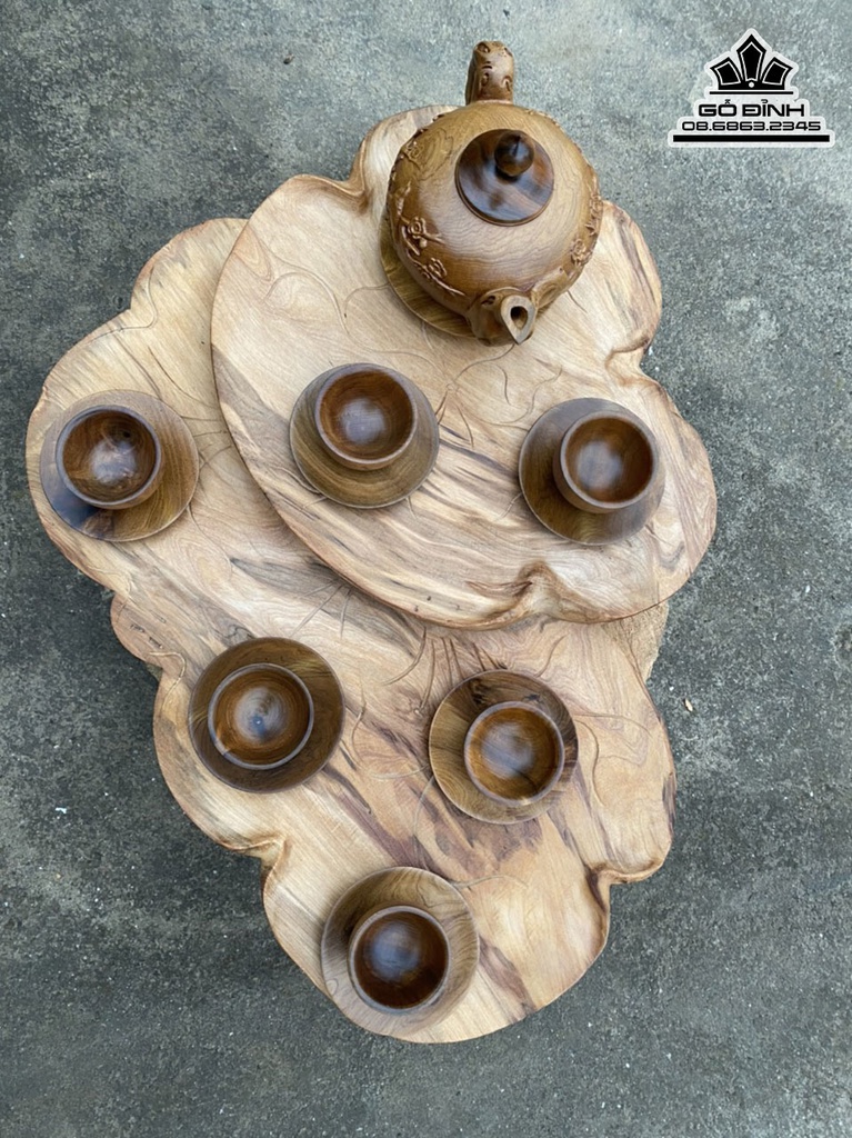 Khay Trà Gỗ Ngọc Am Cao 6 Dài 48 Rộng 36 (cm)