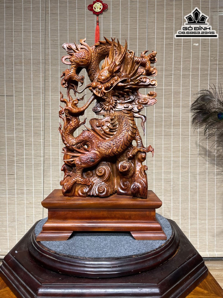 Tượng Rồng (Nhất Long) Gỗ Cẩm Cao 42 Ngang 27 Sâu 12 (cm)