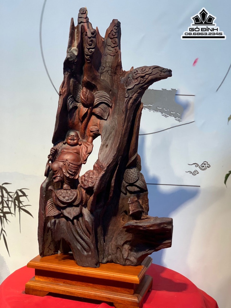 Tượng Phật Di Lặc Gỗ Trắc Cao 68 Ngang 37 sâu 15 (cm)