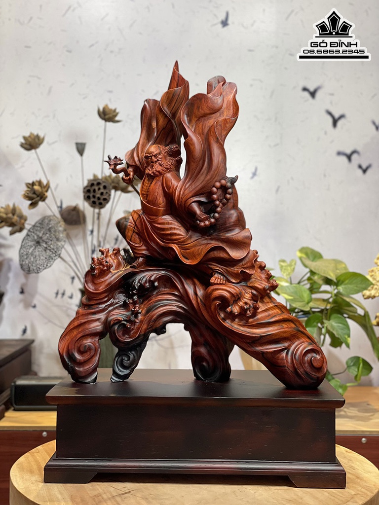 Tương Đạt Ma Sư Tổ Gỗ Trắc Cao 61 Ngang 50 Sâu 23(cm)