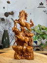 Tượng Ngựa Song Mã Uyên Ương Gỗ Hương Đá Cao 50 Ngang 23 Sâu 12 (cm)