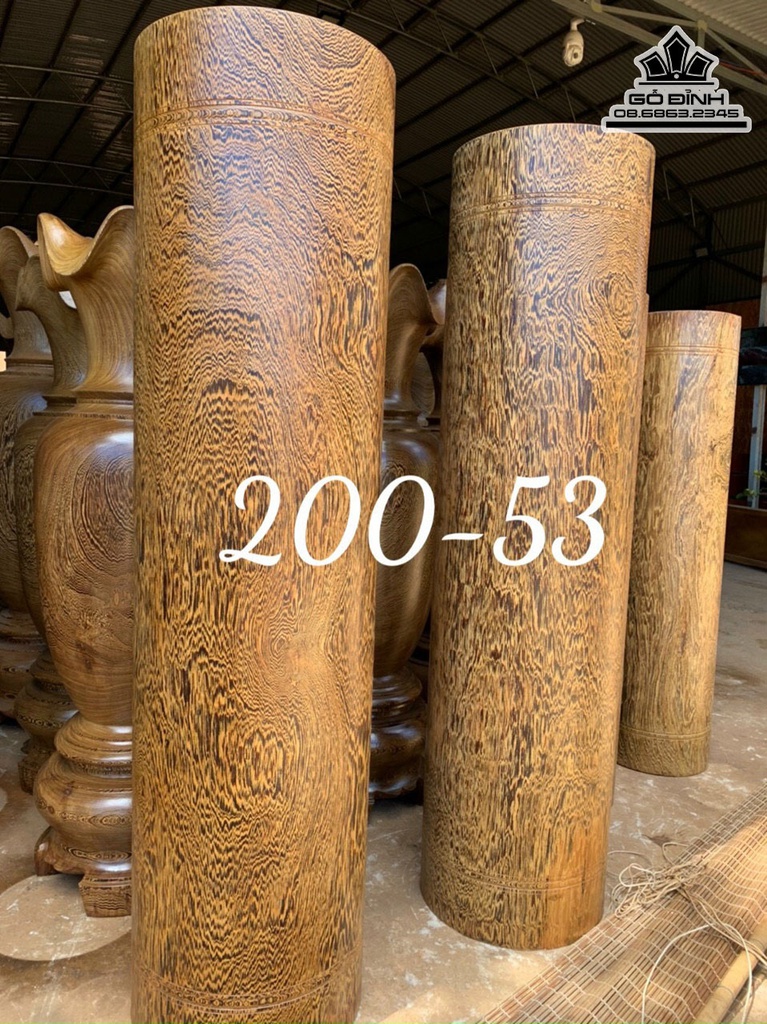 Cặp Trụ Gỗ Mun Đuôi Công Cao 200 Đường Kính 53 (cm)