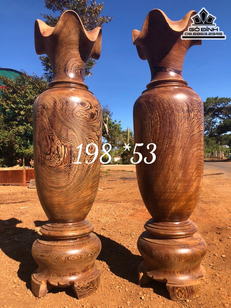 Lục Bình Gỗ Mun Đuôi Công Cao 198 Đường Kính 53 (cm)