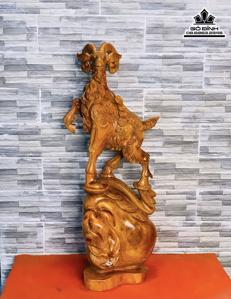 Tượng Dê (Nhất Dương)Tài Lộc Gỗ Hương Cao 63 Ngang 28 Sâu 20 (cm)