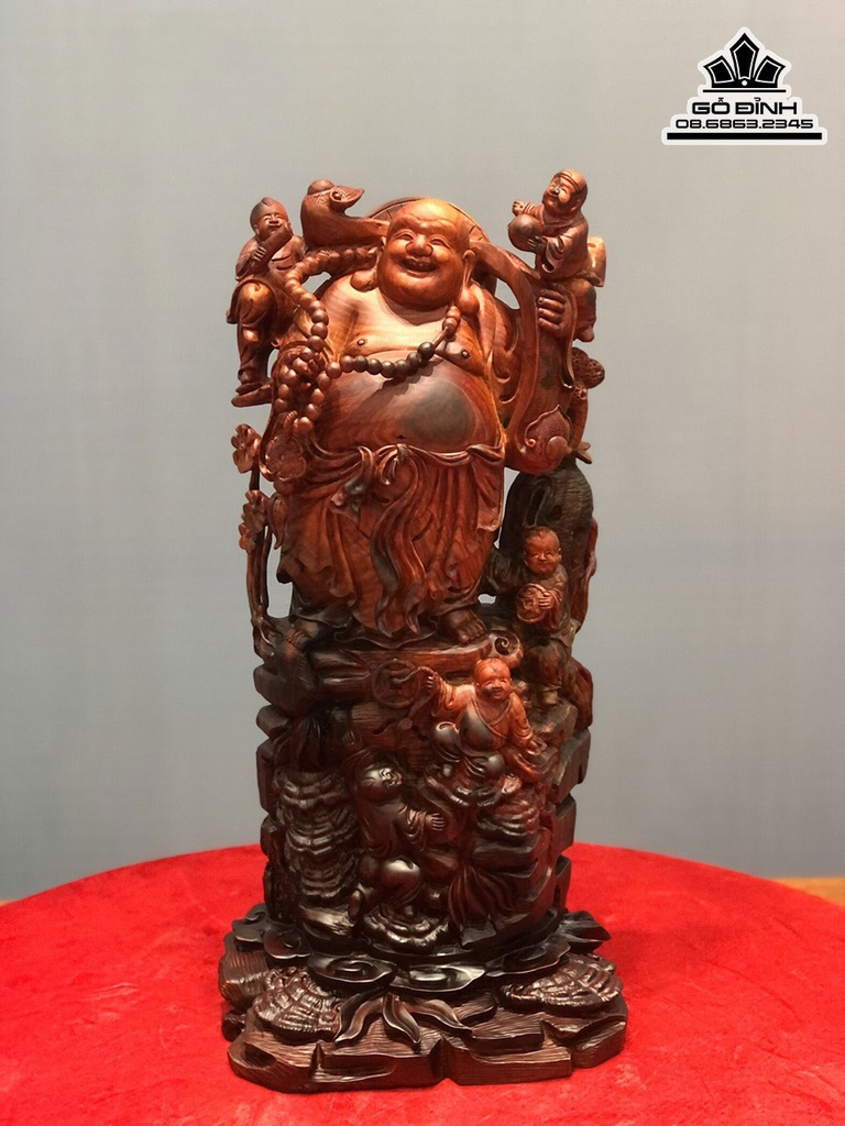 Tượng Phật Di Lặc Ngũ Phúc Gỗ Trắc Cao 50 Ngang 23 Sâu 21 (cm)