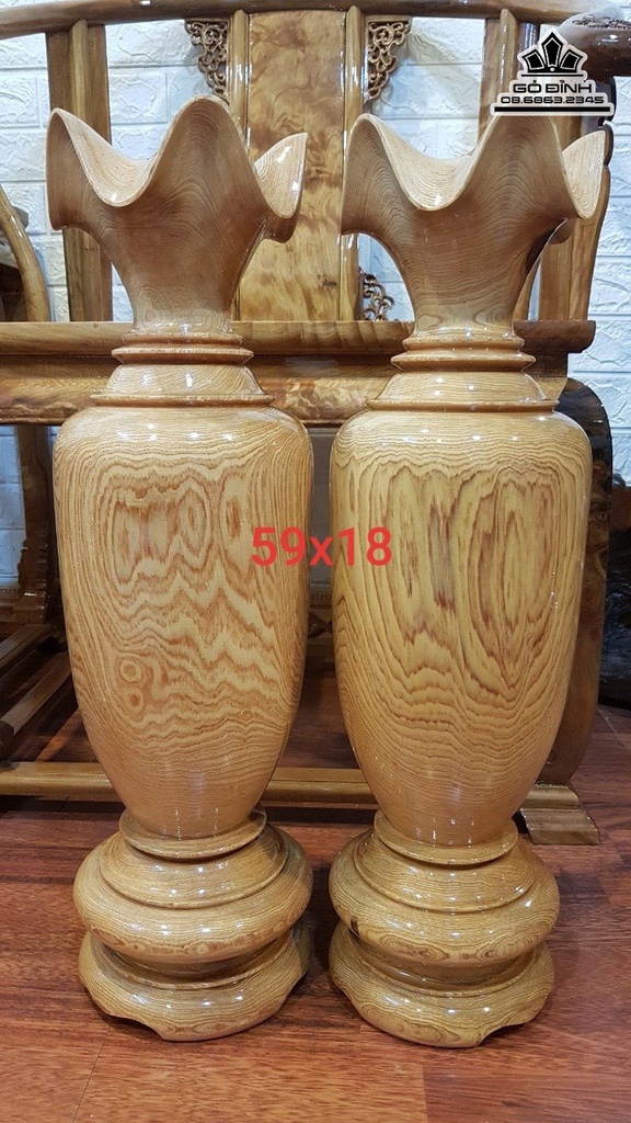Lục Bình Gỗ Pơ Mu Cao 59 Đường Kính 18 (cm)