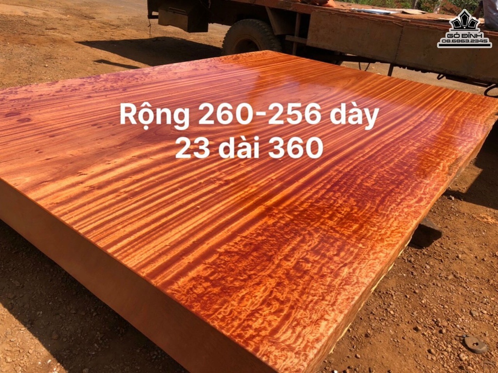 Sập Nguyên Khối Gỗ Gõ Dài 360 Rộng 260 Dày b23 (cm)