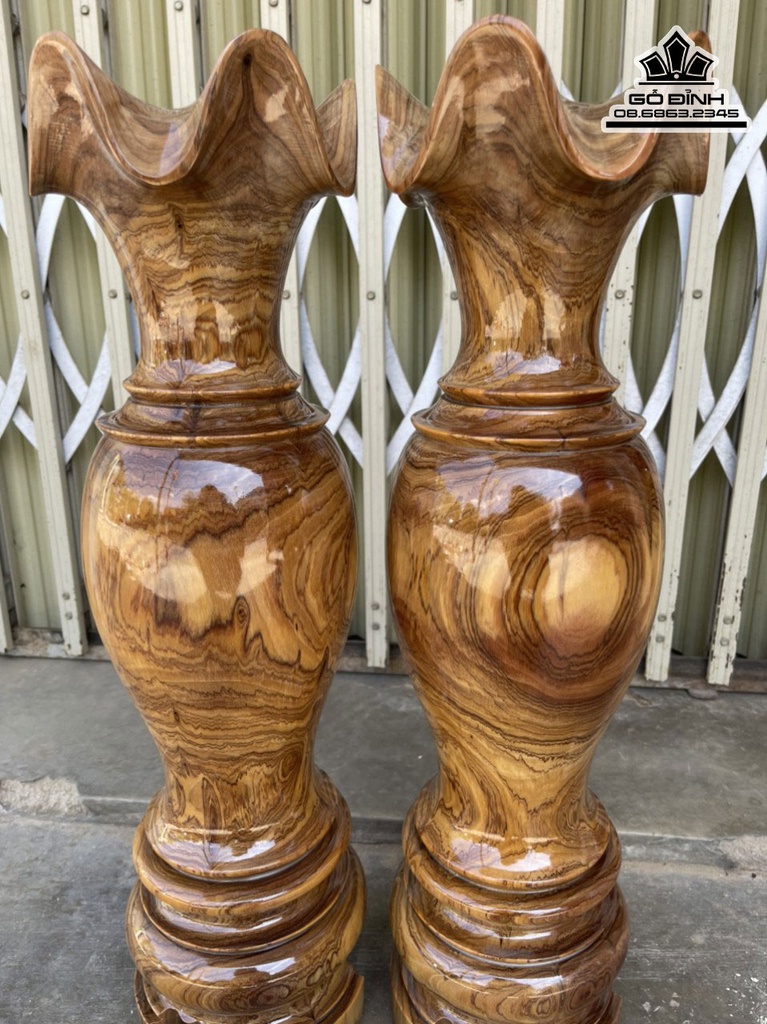 Cặp Tỳ Bà Gỗ Cẩm Bông Cao 58 Đường Kính 16 (cm)