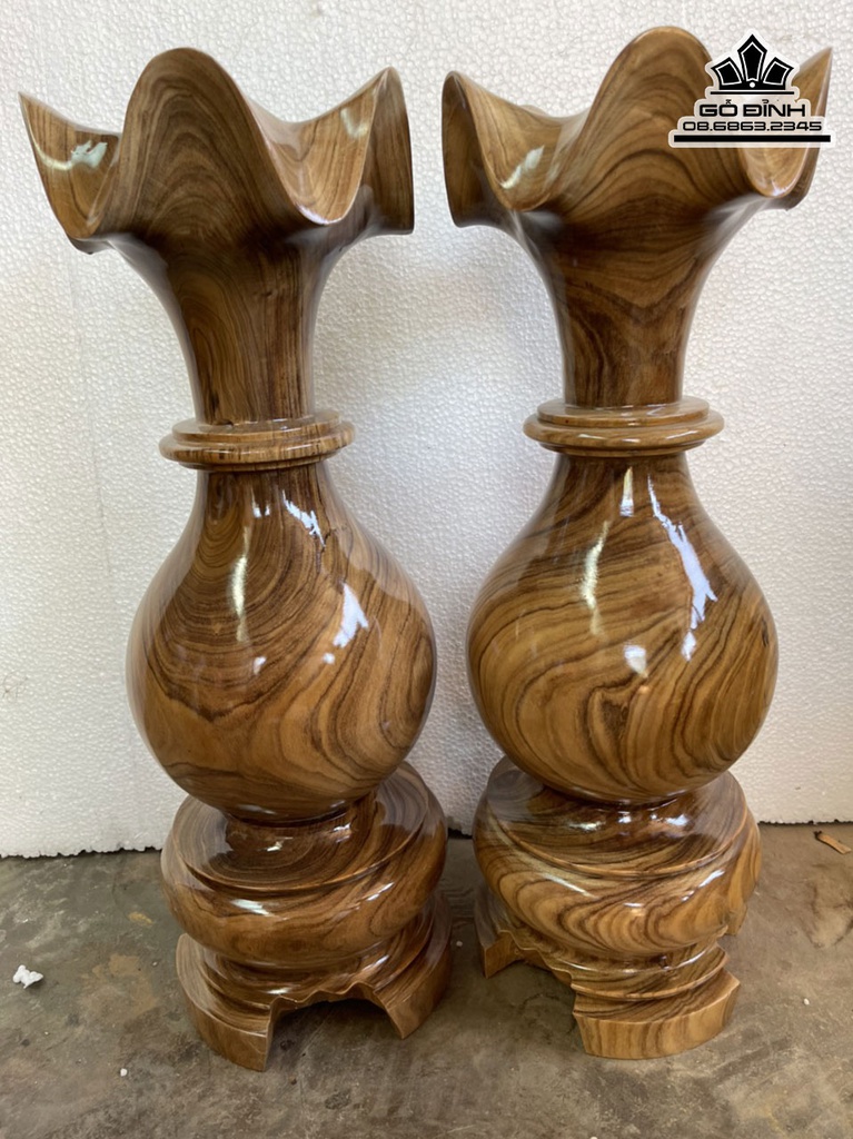 Cặp Tỳ Bà Gỗ Cẩm Bông Cao 58 Đường Kính 18 (cm)
