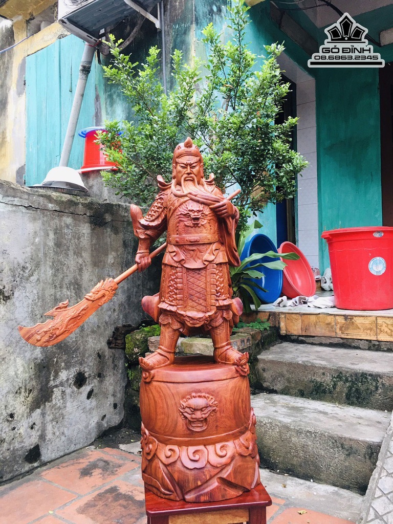 Tượng Quan Công Gỗ Hương Việt Cao 81 Ngang 30 Sâu 30 (cm)