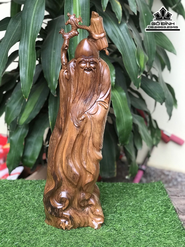 Tương Ông Thọ Gỗ Bách Xanh Cao 58 Ngang 17 Sâu 13 (cm)