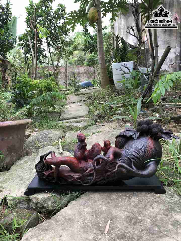 Tượng Nhân Sâm Gỗ Trắc  Ngang 57 Cao 22 Sâu 18 (cm)