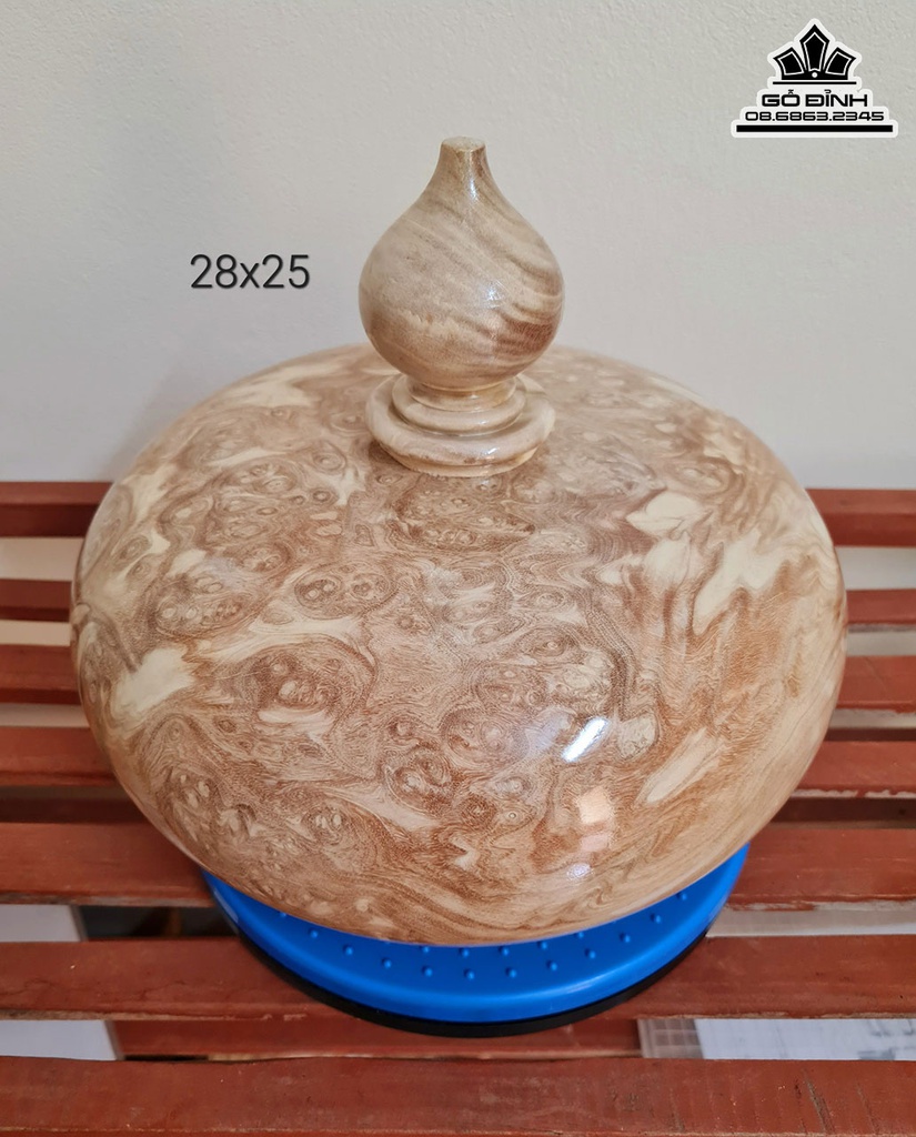 Bình Chum Phú Quý Gỗ Nu Nghiến Cao 25 Đường Kính 28 (cm)