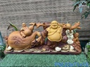 Tượng Phật Di Lặc Kéo Bao Tiền Gỗ Pơ Mu Cao 23 Ngang 71 Sâu 16 (cm)