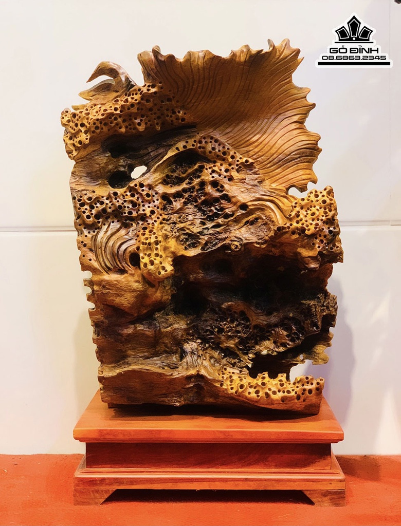 Tượng Cá Xiêm Gỗ Nu Hương Cao 66 Ngang 43 Sâu 30 (cm)