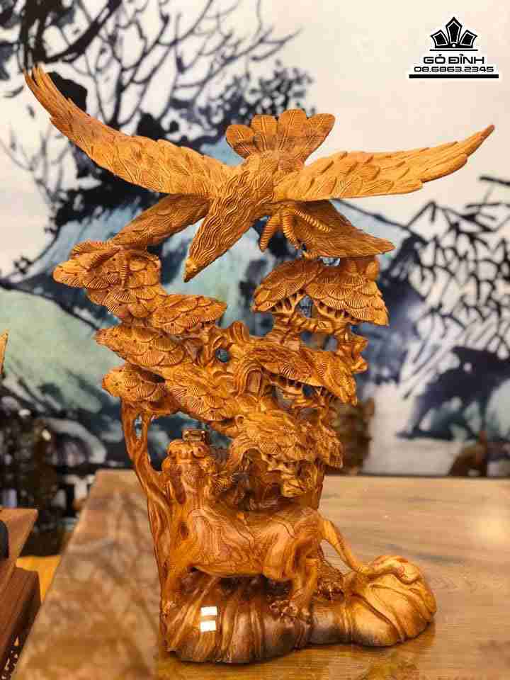 Tượng Anh Hùng Tương Ngộ Gỗ Hương Cao 80 Ngang 56 Sâu 30 (cm)