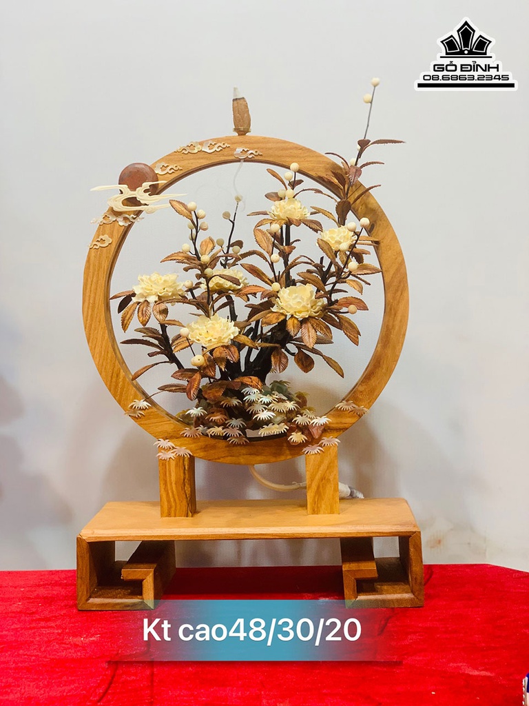 Bình Hoa Phù Dung Gỗ Sưa Cao 48 Ngang 30 Sâu 20 (cm)
