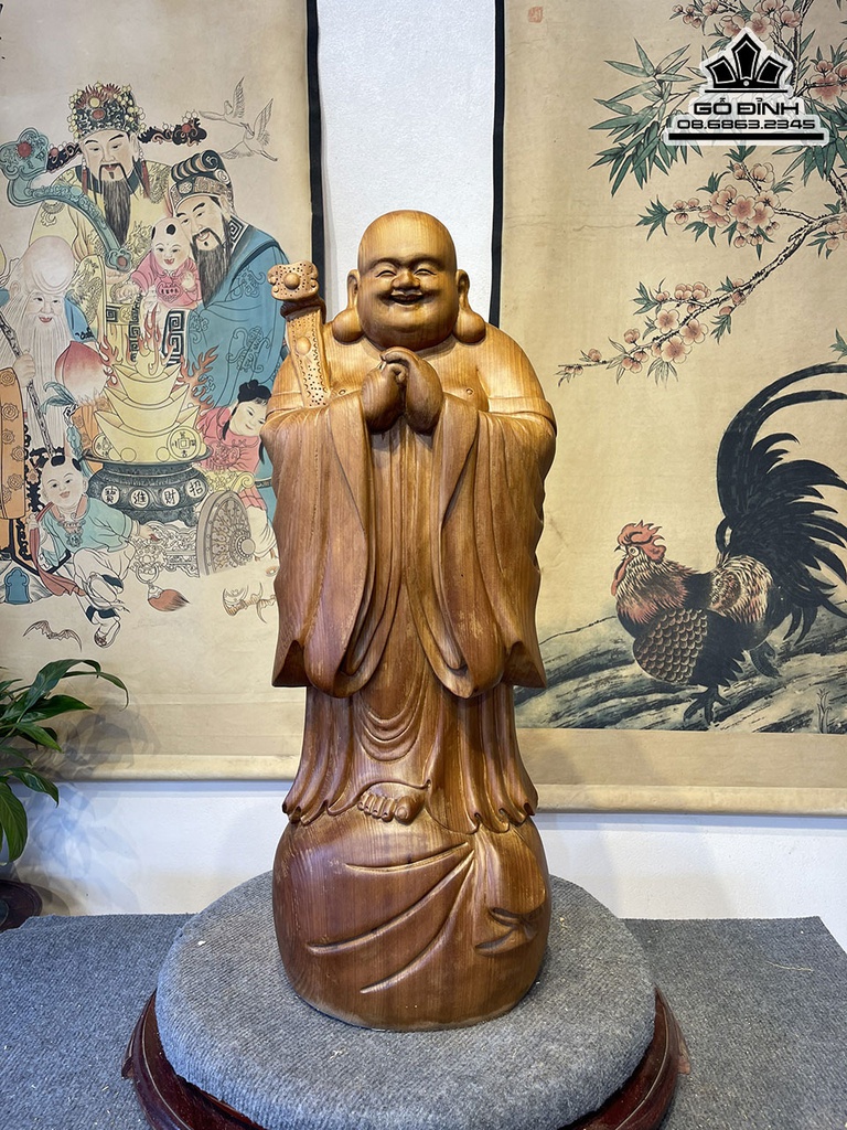 Tượng Phật Di Lặc Chúc Phúc Gỗ Ngọc Am Cao 70 Ngang 26 Sâu 18 (cm)