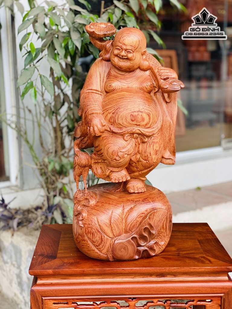Tượng Phật Di Lặc Gỗ Hương Đá Cao 60 Ngang 26 Sâu 25 (cm)