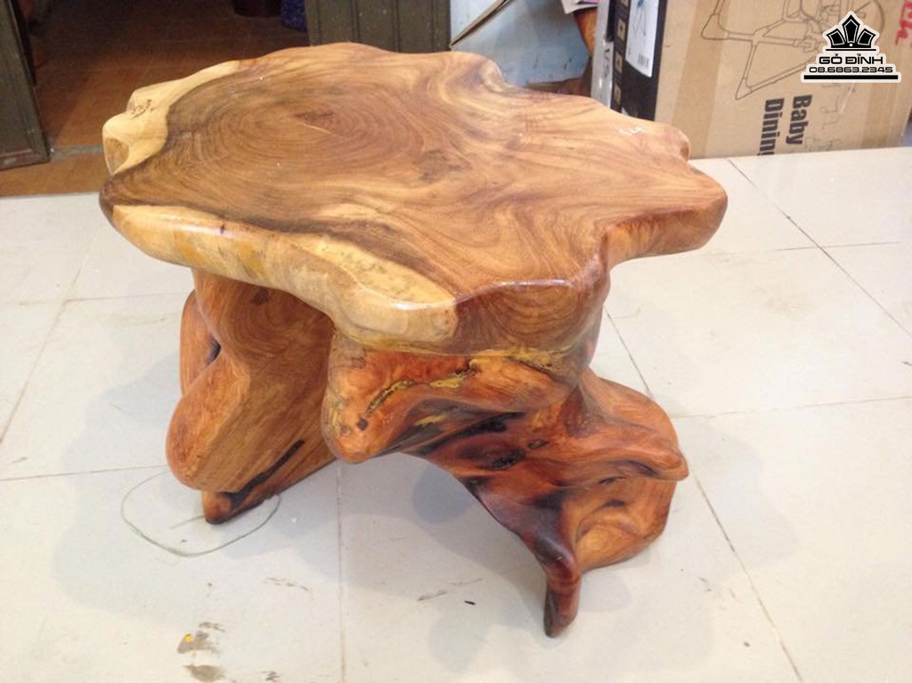Đôn Gỗ Nguyên Khối Gỗ Gõ Đỏ Cà Te Cao 41 Mặt 58-44(cm)