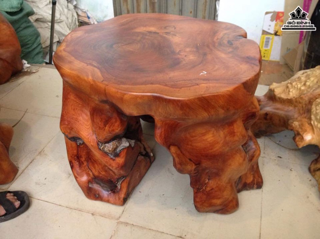 Đôn Gỗ Nguyên Khối Gỗ Gõ Đỏ Cà Te Cao 45 Mặt 55-50(cm)