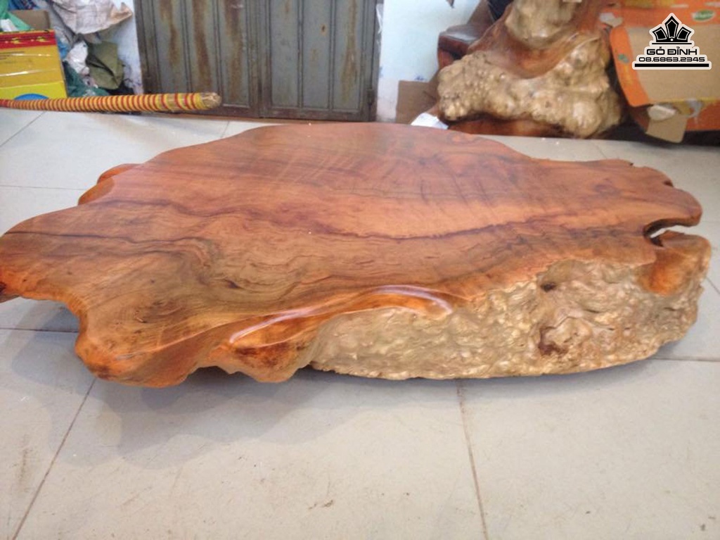 Mặt Bàn Trà Nguyên Khối Gỗ Xá Xị Dài 84 Rộng 50 Dày 12 (cm)