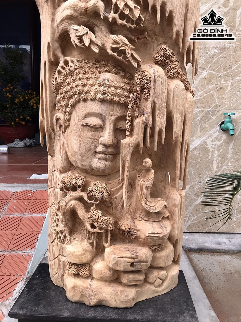 Tượng Diện Phật Gỗ Ngọc Am Cao 87 Ngang 47 Sâu 18 (cm)