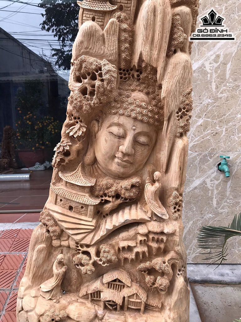 Tượng Diện Phật Gỗ Ngọc Am Cao 120 Ngang 55 Sâu 25 (cm)